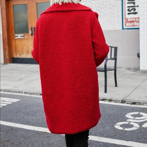 Red Teddy Coat - Picture 2 of 3